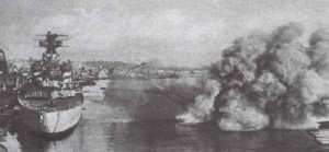 bombs are exploding close to the German capital ships 