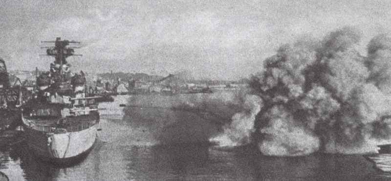 bombs are exploding close to the German capital ships