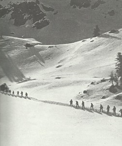 Italian Alpini soldiers on the  march