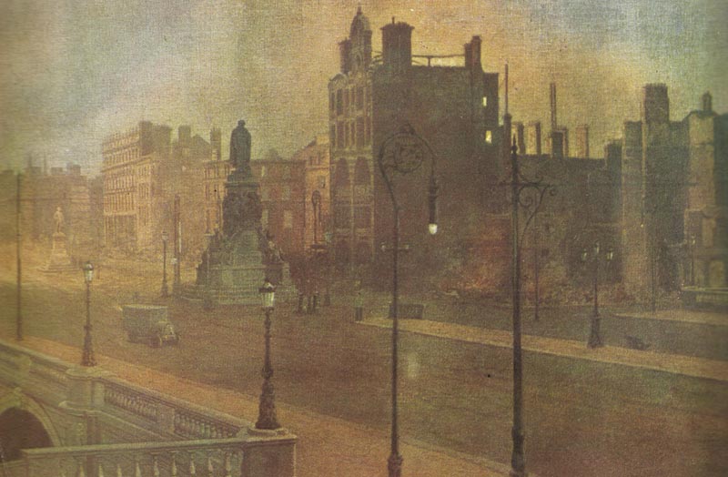 O'Connell Street in Dublin after the British bombardment