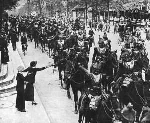 departure of the heavy Cuirassiers cavalry for the front