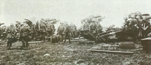 battery of German 210-mm howitzers