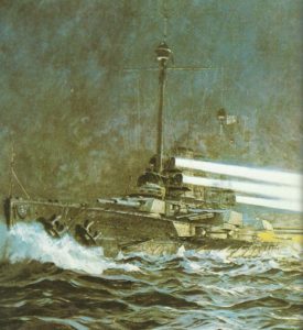 German battleship 'Thueringen' in night combat