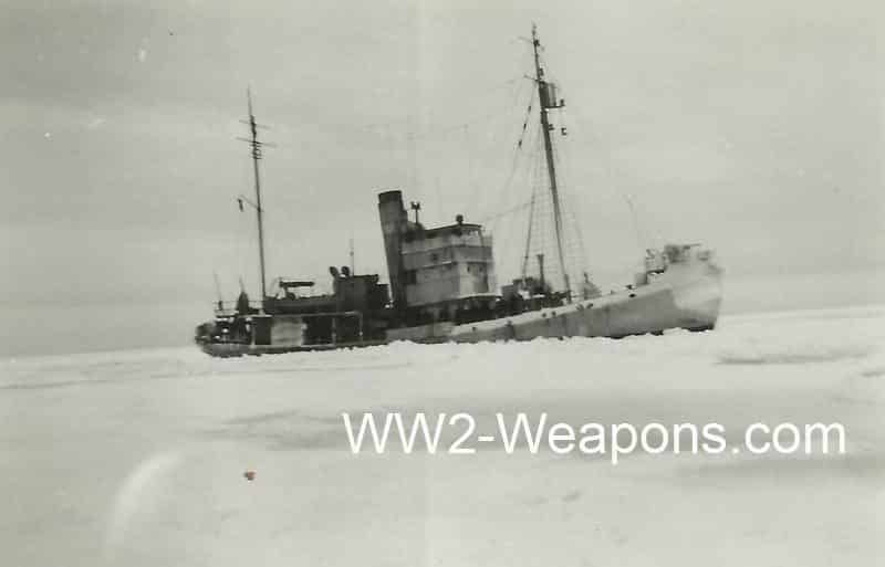 German minesweeper in ice seas