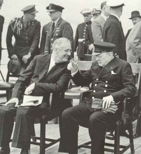 Roosevelt and Churchill on board of HMS Prince of Wales
