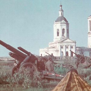 German battery with heavy cannon 18/49 (105mm)