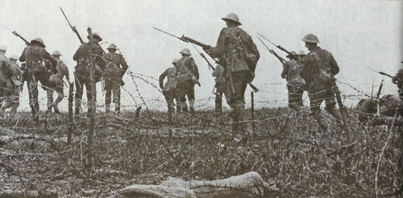 ww1 attacking brit inf barbed wire 1