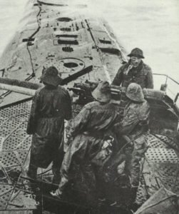 Fire-ready gun of a German submarine