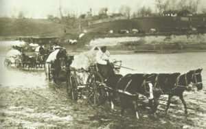 German supply column crosses a ford in Romania 