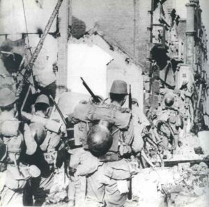 Japanese infantry in Hong Kong. 