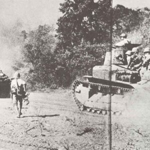 Japanese light tanks with infantry are advancing towards Manila