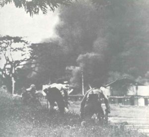 Assault of Japanese soldiers on Kuala Lumpur.