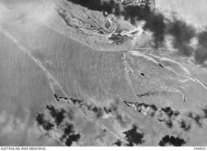 burning ships in the Port of Darwin