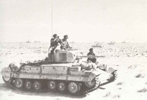 Valentine tanks dispersed over the desert 