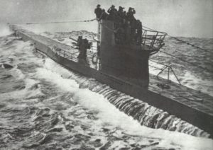 submarine in stormy sea