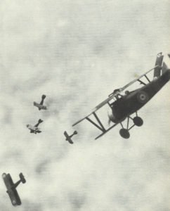 Air combat between British and German fighters 