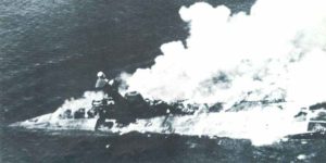 HMS Hermes sinks south of Trincomalee
