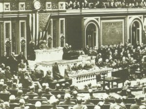 President Woodrow Wilson addresses Congress 