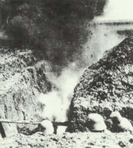 German soldiers take cover inside the trench 