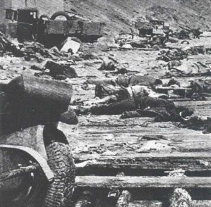 Bodies and destroyed war material on the beach of Kerch. 