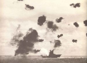USS 'Yorktown' under attack by Japanese aircraft 