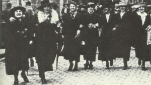 militant 'midinettes'  on the march