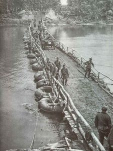 German pontoon bridge across the river Donets
