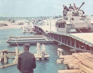 Panzer IV crossing pontoon bridge