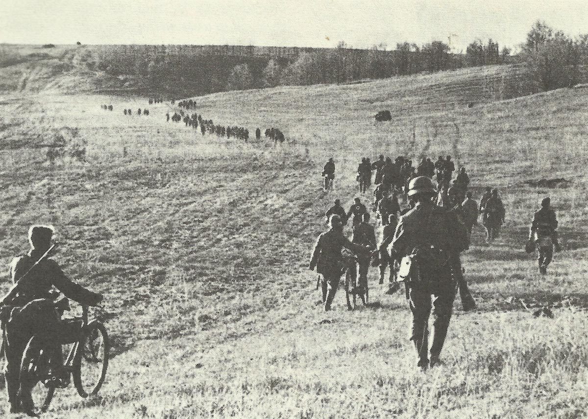 Advance of German infantry through the southern Russian steppes