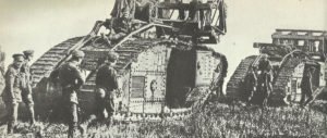 British tanks moving into the tank battle of Cambrai