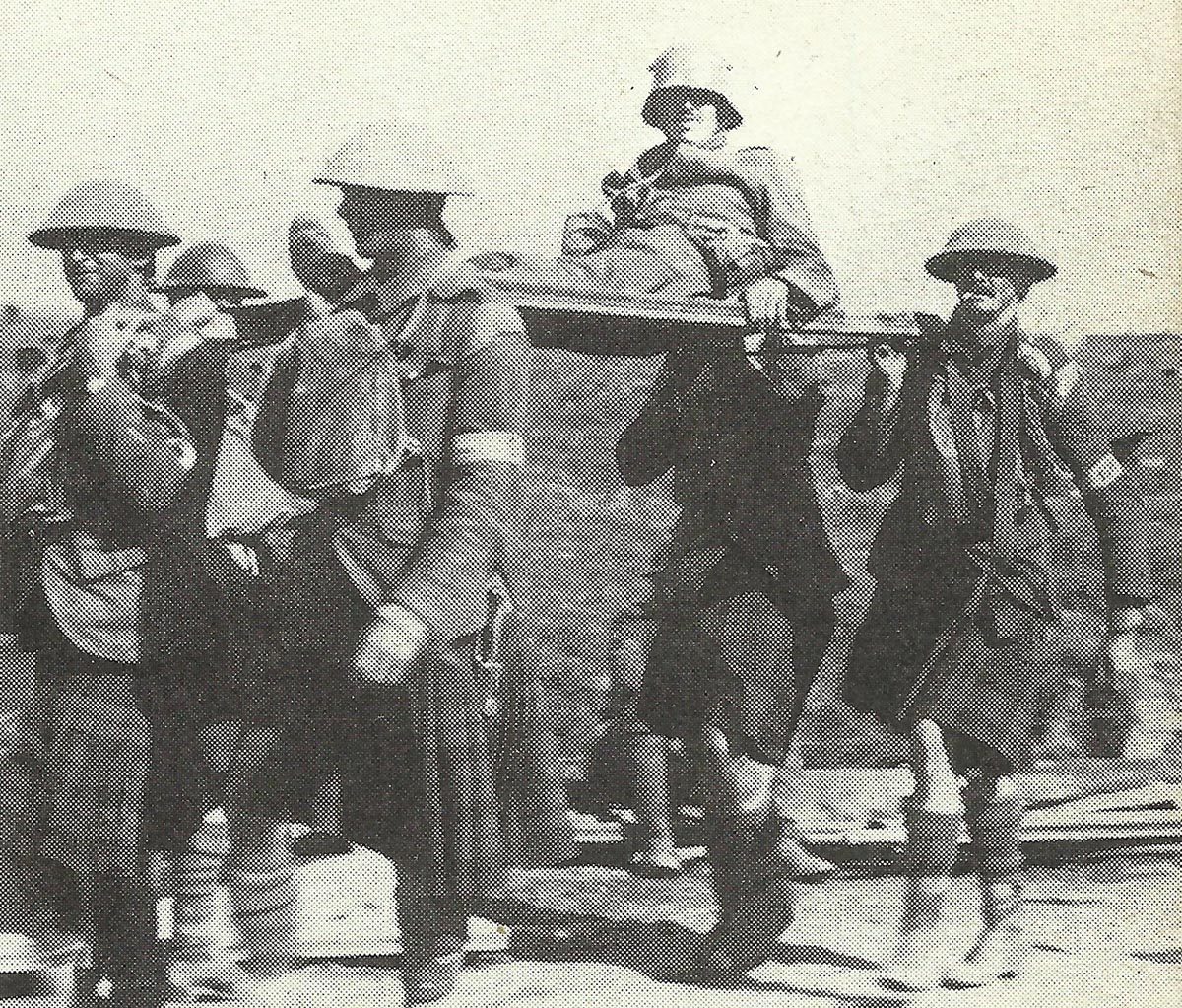 Wounded German carried at Ypres