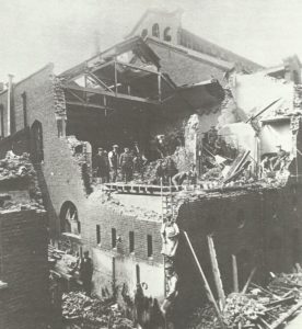 aftermath of a German bomber raid on London