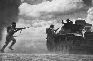 disabled Panzer III surrenders