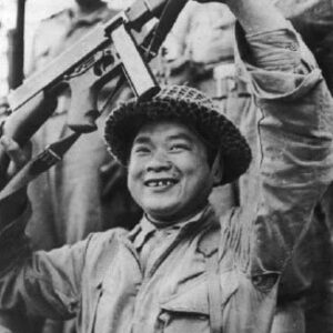 Jubilant Chinese soldier