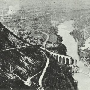 Blown-up bridges, such as the railway viaduct of Salcano near Gorizia