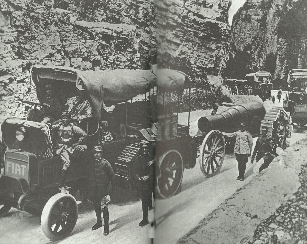 Italian mechanized transport coloumn retreats