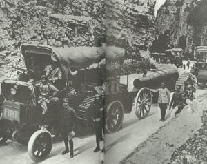 Italian mechanized transport coloumn retreats 