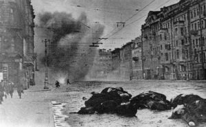Shells are exploding in the streets of Leningrad.