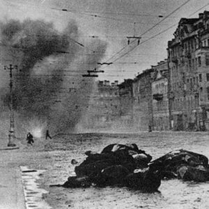 Shells are exploding in the streets of Leningrad.