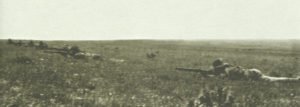 Dismounted Australian mounted infantrymen open fire 