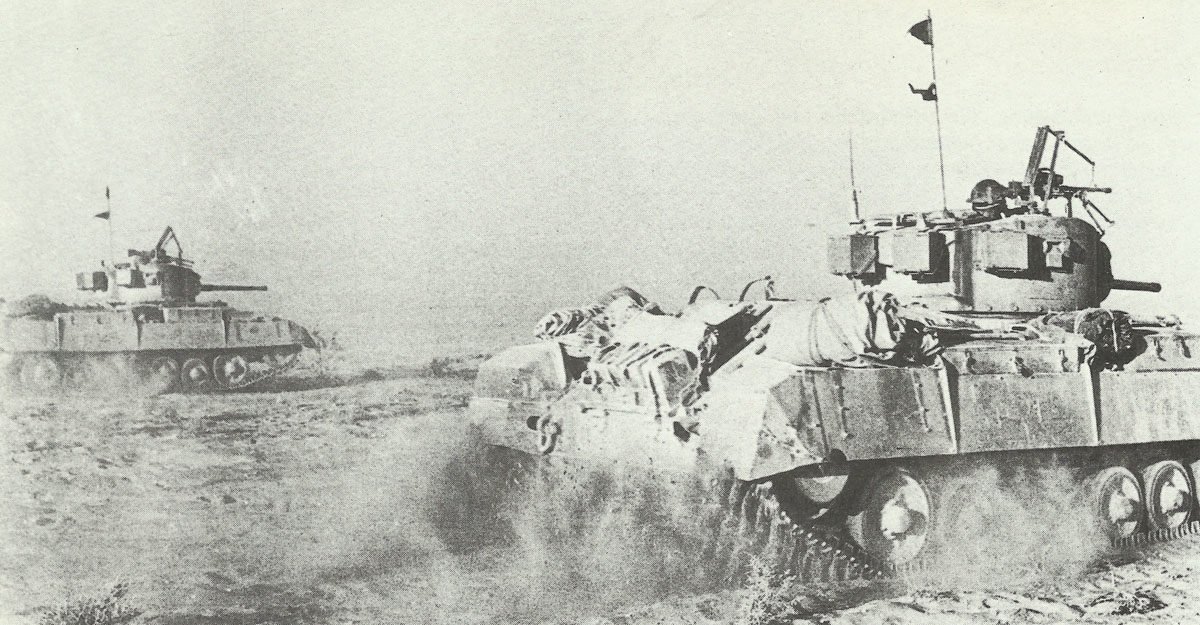 Infantry tanks Valentine on the advance at Ghazala