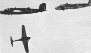 Japanese fighter shot down by B-25 Mitchell 
