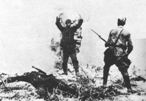 A German defender surrenders at Mozdok. 