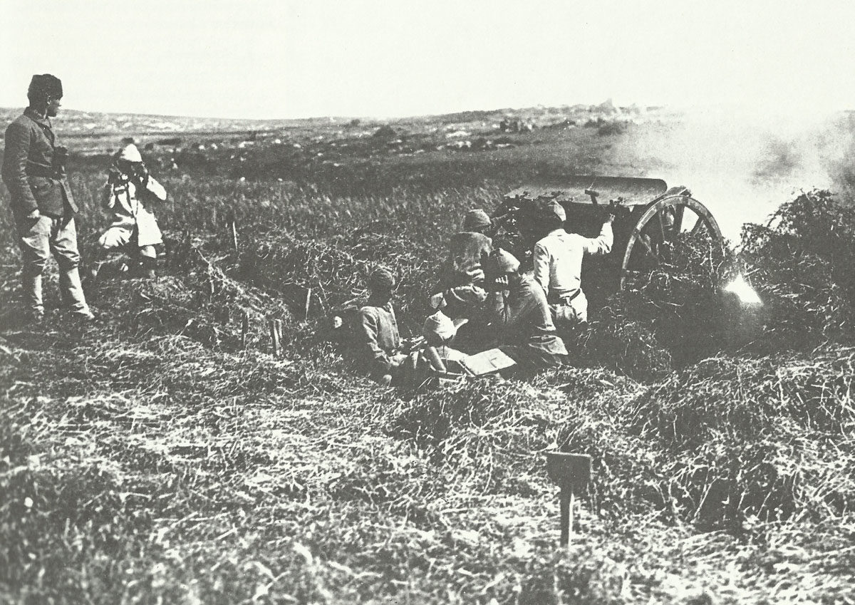 Turkish field artillery, equipped with German 75mm howitzers