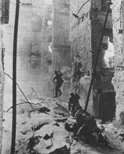 Russian troops in the ruins of Stalingrad. 