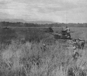 US Marines and Sherman tank, Guadalcanal