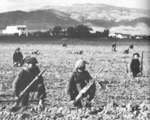 British infantry in front of 'Two Tree Hill',