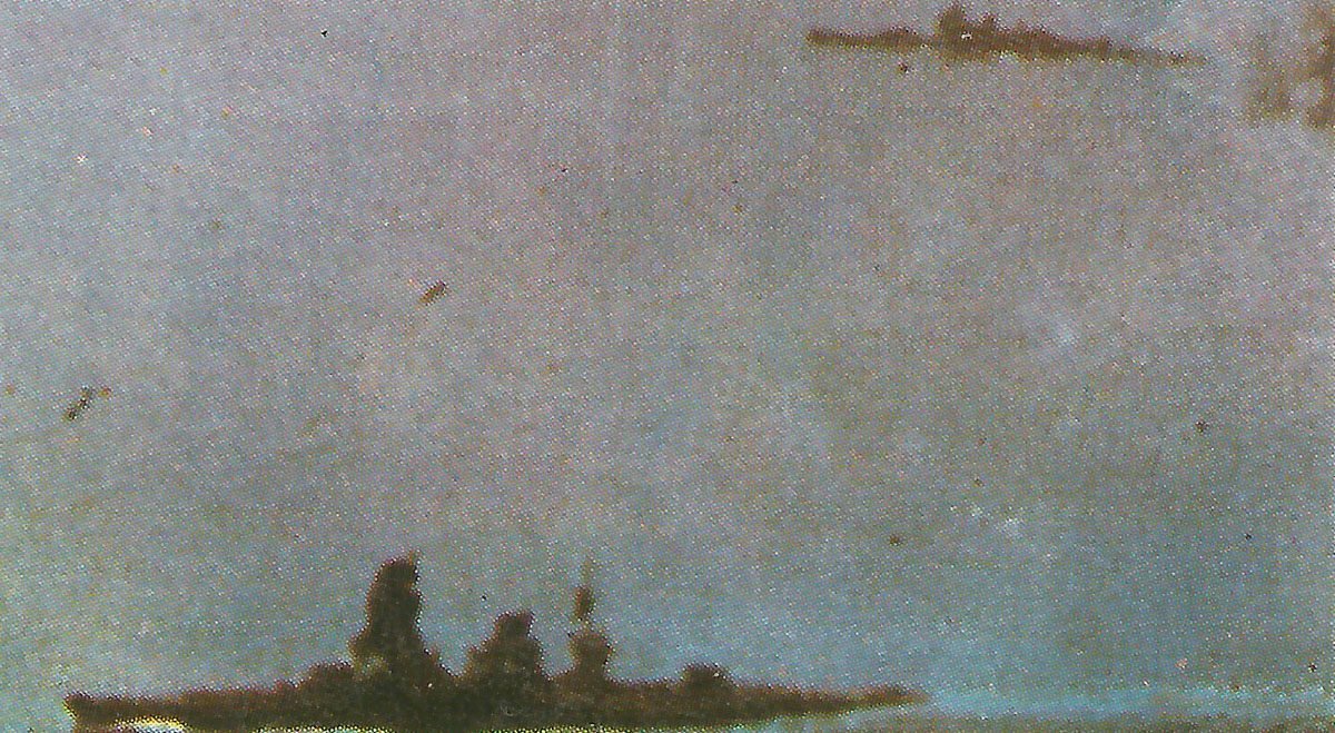 Nagato under air strikes during the Battle of Leyte