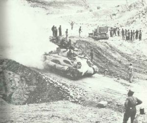 Sherman tank passes through the Gabes Gap