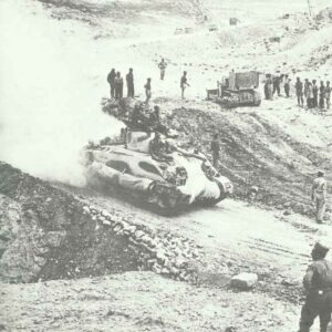 Sherman tank passes through the Gabes Gap